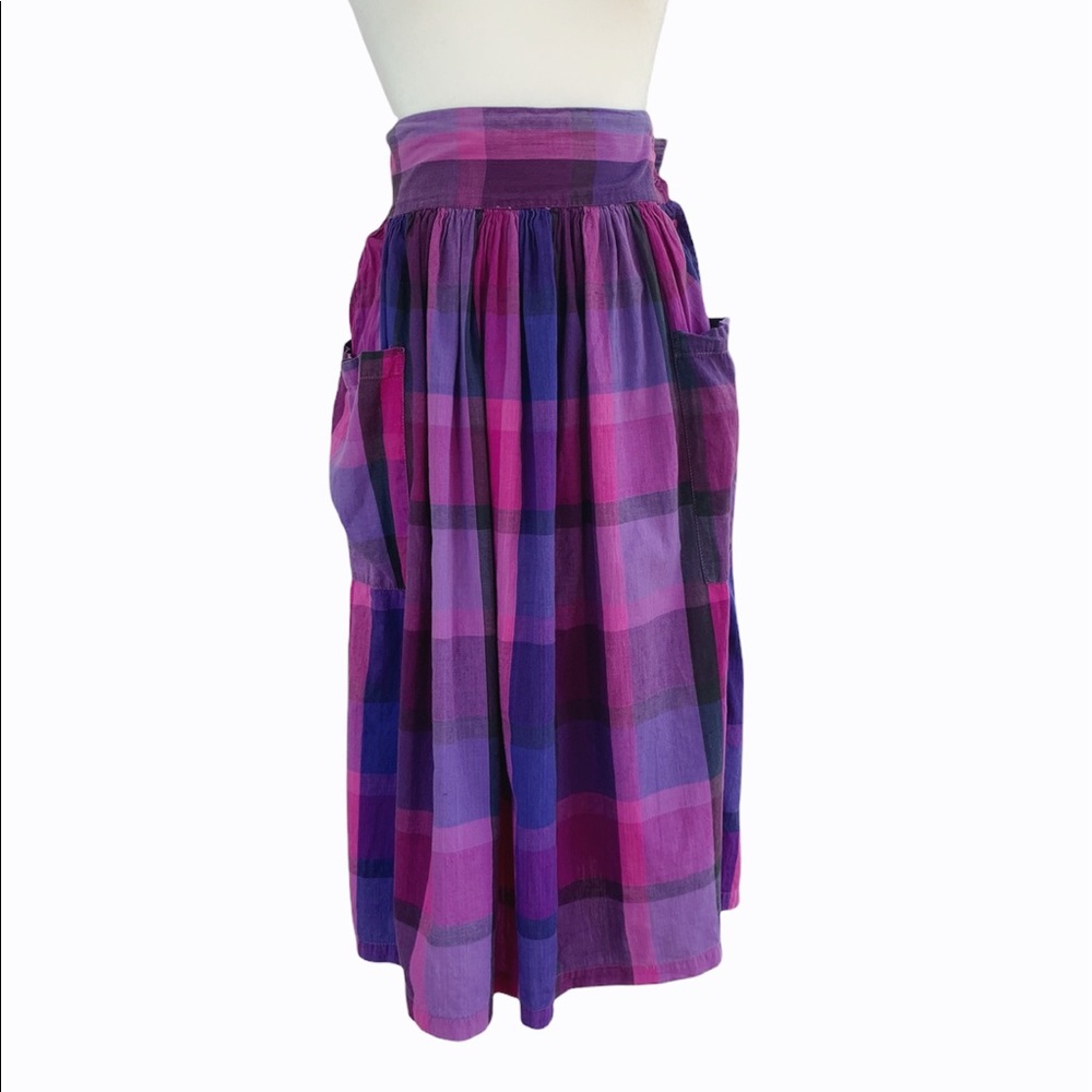 Vintage Purple and Pink Plaid Skirt with Large Pockets - Picture 5 of 7